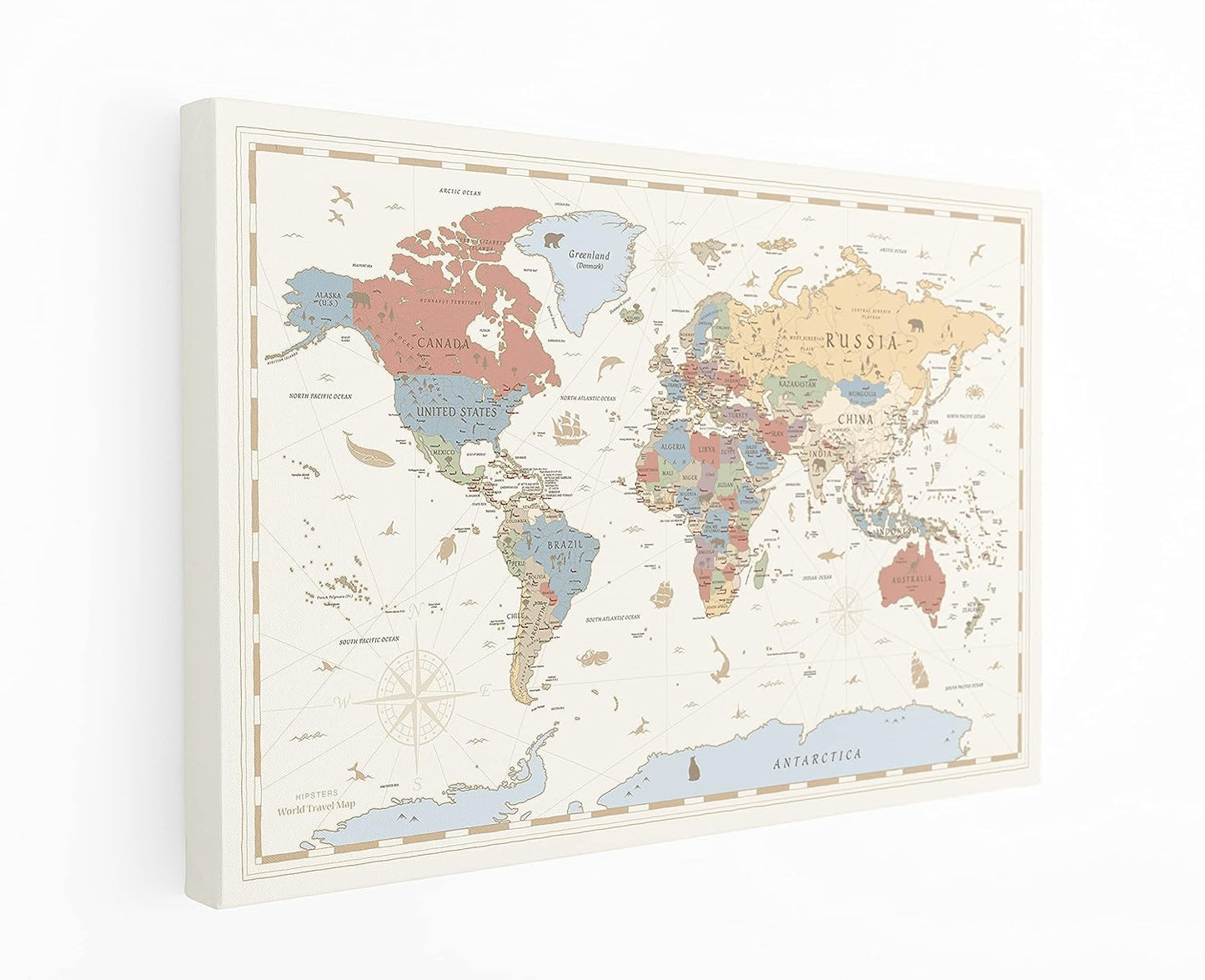 Hipsters Push Pin World Travel Map