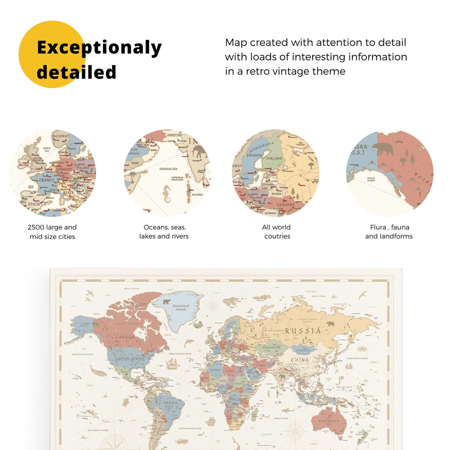 Hipsters Push Pin World Travel Map